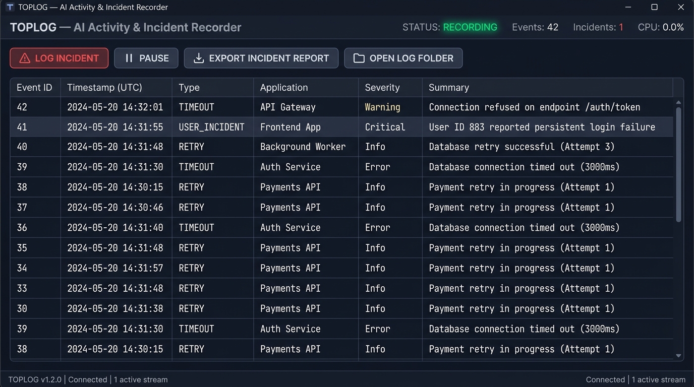 TOPLOG Desktop User Interface